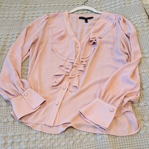 WHBM Elegant Pink Ruffled Blouse